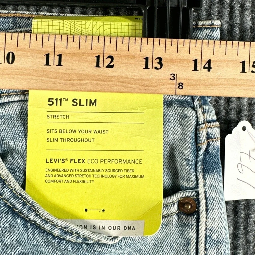 Levis 511 Slim Stretch Jeans Mens 28x30 Light Wash Flex Eco Performance 04511